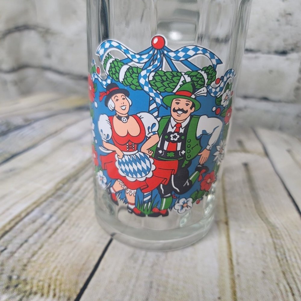 Oktoberfest Rastal Beer Mug Germany Dimpled Stein Glass .4L Man Busty Woman 1992